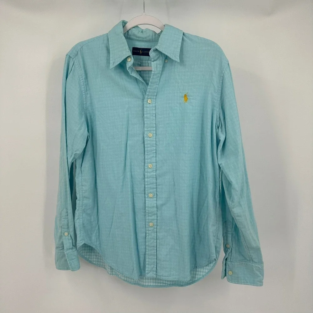 Polo Ralph Lauren Mens Preppy Button Down Shirt Size L Teal Ivy League Cotton